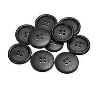 QUARKZMAN 10 piezas de 44L Botones de Costura de Madera de 1-1/8" (28mm) 4 Agujeros Botones Redondos de Madera de Repuesto para Manualidades de Ropa DIY, Negro