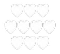 QUARKZMAN 10 Piezas de Adorno de Corazón Transparente Rellenable, Bolas de Plástico Colgantes en Forma de Corazón de 8cm, Decoración Transparente en Forma de Corazón