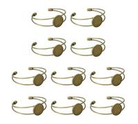 QUARKZMAN 10 Piezas De Bandeja De Bisel Sin Decorar Para Brazalete, Ajustable Bandeja Redonda De 20 Mm Sin Decorar Para Brazaletes De Bricolaje, Bronce