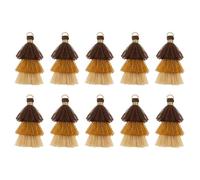 QUARKZMAN 10 Piezas de Borlas de Tres Capas 1.6" Mini Borla Llavero Encanto de Bolso Bohemio Llaveros Hechos a Mano para Proyectos DIY, Fabricación de Joyas, Decoración (Marrón/Café/Caqui)