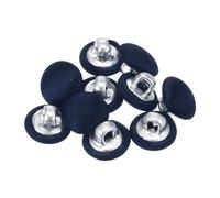 QUARKZMAN 10 Piezas de Botones de Costura Redondos de Plástico con Cubierta de Tela de 16L de 10 mm para Trajes, Vestidos y Blusas, Color Azul Marino