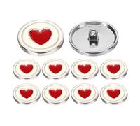 QUARKZMAN 10 Piezas De Botones De Vástago Metálico, 11mm/0.43" Plateado Electrochapado Círculos Corazón Esmalte Decorativo Redondo Costura Abrigo Botón Para Manualidades Vestido.