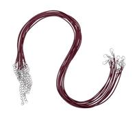 QUARKZMAN 10 Piezas de Cordón de Collar Encerado de 20 Pulgadas, Cordón de Collar a Granel con Broche de 1.5mm de Cordón de Cuero Encerado para Hacer Joyas Pulsera Colgante DIY, Rojo Vino