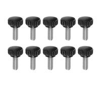 QUARKZMAN 10 piezas de Pomos de sujeción moleteados Tornillos de pulgar M8 x 20 mm Rosca macho métrica 22 mm Cabeza de plástico mate Espárrago de acero inoxidable 304 Manija, negro