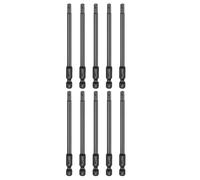 QUARKZMAN 10 Piezas De Punta De Destornillador T25 Torx Vástago Hexagonal 1/4" Longitud 100mm/4" Acero S3 Magnética Antimanipulación Cabeza Estrella 6 Puntas Puntas De Destornillador Negras