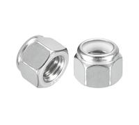 QUARKZMAN 10 Piezas De Tuercas Hexagonales De Nylon 3/8"-16, 304 Acero Inoxidable Tuercas Autoblocantes Con Nylon Para Fijadores De Construcción Industrial, Plateado Y Blanco