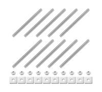 QUARKZMAN 10 Piezas De Varilla Roscada Completa, M4 X 55mm 304 Varillas Roscadas De Acero Inoxidable Completo Con Tuercas Y Arandelas Para Abrazaderas, Colgadores Y Pernos En U, Plateado