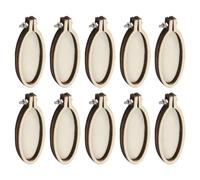 QUARKZMAN 10 Piezas Mini Bastidor de Bordado 2" x 0.87" Pequeños Bastidores Ovalados Verticales de Punto de Cruz de Madera para Colgantes Llaveros y Marcos de Exhibición DIY