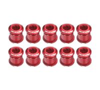 QUARKZMAN 10 Piezas Tornillos De Anillo De Cadena Doble M8 De Aleación De Aluminio para Bicicleta Tuercas De Biela Y Tornillos De Plato para Bicicleta De Carretera Y Montaña Color Rojo