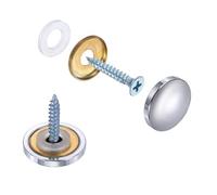 QUARKZMAN 10 tapas para tornillos, tornillos de latón para espejos, tapas decorativas, sujetadores de clavos para letreros, publicidad, 21 mm de diámetro, plata pulida