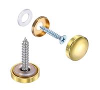 QUARKZMAN 10 tapas para tornillos, tornillos de latón para espejos, tapas decorativas, sujetadores de clavos para letreros, publicidad, 16 mm de diámetro, dorado pulido