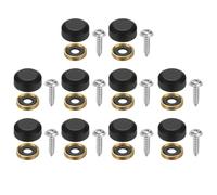 QUARKZMAN 10 tornillos decorativos para espejos con tapas, tapas de aleación de 14 mm, fijaciones para muebles, manualidades y publicidad, color negro carbón.