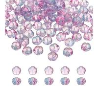 QUARKZMAN 100 cuentas de vidrio de 6 mm x 10 mm, cuentas espaciadoras de calabaza, abalorios sueltos de cristal de manualidades, degradado azul y rosa.