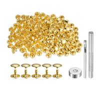 QUARKZMAN 100 Juego Cuero Remache 10 x 12mm de Metal con Doble Tapa Broches de Presión y Herramientas de Instalación para Manualidades En Cuero Reparación y Decoración Tono Dorado