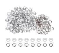 QUARKZMAN 100 Juego de Ojales Redondos de Color de 5mm (3/16") con Arandelas de Metal para Scrapbooking, Zapatos, Ropa, Cuero, Lienzo, Blanco