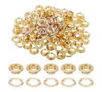 QUARKZMAN 100 Juegos De Ojales, 6 Mm Ojales De Latón Con Arandelas Para Cinturones, Zapatos, Ropa, Núcleos De Cuentas, Proyectos DIY, Tonos Dorados