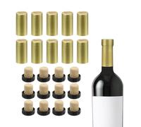 QUARKZMAN 100 Pcs de Cápsulas Termorretráctiles de PVC con 12 Tapones de Corcho en Forma de T para Sellado de Botellas de Vino, Envolturas de Cápsulas, 30x60mm, Amarillo