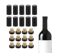 QUARKZMAN 100 Pcs de Cápsulas Termorretráctiles de PVC con 12 Tapones de Corcho en Forma de T para Sellado de Botellas de Vino, Envolturas de Cápsulas con Pestaña Arrancable, 30x60mm, Negro