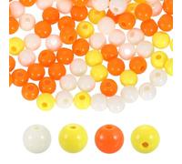QUARKZMAN 100 pcs De Cuentas Redondas De Acrílico Amarillo Cremoso 6mm Diámetro 1.9mm Agujero Bolas Lisas De Resina Plástica Cuentas Sueltas Para Hacer Joyería Pulseras Collares Aretes DIY
