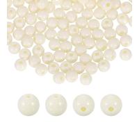 QUARKZMAN 100 pcs De Cuentas Redondas De Acrílico Color Blanco Cremoso 6mm De Diámetro 1.9mm De Agujero Bolas Lisas De Resina Plástica Cuentas Sueltas Para Hacer Joyería Collares Aretes DIY
