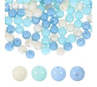 QUARKZMAN 100 pcs De Cuentas Redondas De Acrílico Color Crema Azul 6mm Diámetro 1.9mm Agujero Bolitas De Resina Plástica Lisas Cuentas Sueltas Para Hacer Joyería Pulseras Collares Aretes DIY