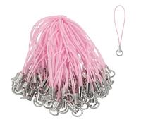 QUARKZMAN 100 Pcs Kit De Cordón Con Charm Para Teléfono, Anilla Divisoria De 58 Mm, Cordón Con Charm, Lanyard Con Colgante Y Cierre Para Cámara, USB, Llavero, Accesorios De Joyería DIY, Rosa