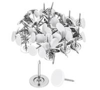 QUARKZMAN 100 Pcs Tachuelas Para Tapicería, 11mm X 15mm Tachuelas Decorativas Con Cabeza Plana Para Muebles Sofás Cabeceros, Blancas
