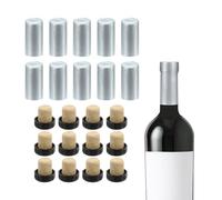 QUARKZMAN 100 Piezas de Cápsulas Termorretráctiles de PVC con 12 Tapones de Corcho en Forma de T para Sellador de Botellas de Vino, Envolturas Termorretráctiles, 32x60mm, Plata