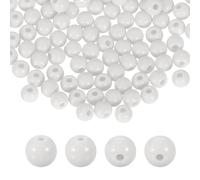 QUARKZMAN 100 Piezas De Cuentas Redondas Acrílicas Blancas De 6mm De Diámetro Y 1.9mm De Agujero Bolas Lisas De Resina Plástica Para Hacer Joyería Pulseras Collares Aretees DIY