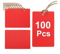 QUARKZMAN 100 Piezas De Etiquetas De expedición Plásticas Rojas, 2" x 1" Etiquetas Impermeables Para Marcar Vacías Para Escribir Colgantes, Regalos, Equipaje, Garaje, Inventario