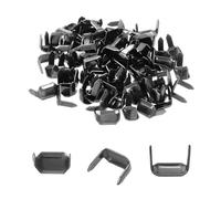 QUARKZMAN 100 Piezas de Grapas de Latón para Cuero, 8mm Sujetadores de Dos Puntas para Conexión de Presillas de Cinturón en Artesanía de Cuero, Color Negro-Armado