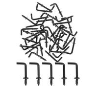 QUARKZMAN 100 Piezas Ganchos en Forma de L, Ganchos de Ángulo Recto de 5/8" de Acero al Carbono Pequeños Ganchos de Tornillo en Forma de 7 Ángulos para Colgar, Negro