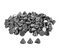 QUARKZMAN 100 Piezas Tachuelas Cónicas de Acrílico 6x6mm con Parte Trasera Plana para Coser o Pegar Perlas de Tachuelas Punk para Prendas de Vestir Zapatos Bolsos (Negro Metálico)