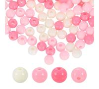 QUARKZMAN 100 Unidades De Cuentas Redondas De Acrílico Color Rosa Crema 6mm De Diámetro 1.9mm De Agujero Bolas De Resina Plástica Lisas Cuentas Sueltas Para Hacer Joyería Collares Aretes DIY