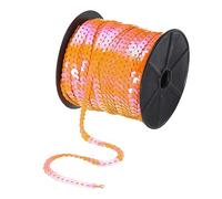 QUARKZMAN 100 Yardas Plana Lentejuelas Tira 6mm Lentejuelas Tela Paillette Lentejuelas Adorno para Manualidades Bricolaje Lentejuelas Flecos Costura Naranja Amarillo