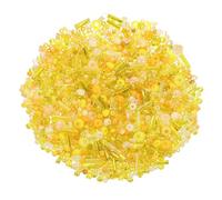 QUARKZMAN 1000 Pcs Cuentas De Vidrio Mezcladas, 1-4mm Mini Espaciadoras Sueltas Para Hacer Pendientes, Collares, Pulseras, Joyería, Amarillo