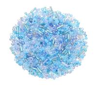 QUARKZMAN 1000 Pcs Cuentas De Vidrio Mezcladas, 1-4mm Mini Sueltas Para DIY Arete, Collares, Pulseras, Creación De Joyas, Azul Claro