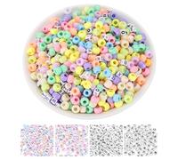 QUARKZMAN 1000 Pcs Cuentas Pony 6 X 9 Mm Kit Para Hacer Pulseras De Amistad De Acrílico Con Letras Para Suministros De Joyería DIY Collares Llaveros Arte Artesanías Mulolor Claro