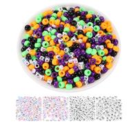 QUARKZMAN 1000 Pcs Cuentas Pony 6 X 9 Mm Kit Para Hacer Pulseras De Amistad De Acrílico Con Letras Para Suministros De Joyería DIY Collares Llaveros Arte Manualidades