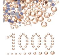 QUARKZMAN 1000 Pcs Piedras Estrás Hotfix, 1.4mm-6.6mm Cristales Planos De Vidrio Con Bolsa Transparente Kit Para Uñas Manualidades Ropa DIY Decoración 10 Tamaños (SS6-SS20 Set, Champaña