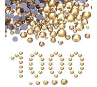QUARKZMAN 1000 Pcs Strass A Caldo, 2mm-6.6mm Cristalli Di Vetro Con Retro Piatto E Sacchetto Trasparente Kit Per Unghie Artigianato Abbigliamento Decorazioni F Da Te 5 Misure (SS6-SS20