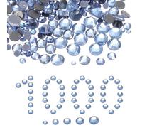 QUARKZMAN 1000 Pcs Strass A Caldo, 2mm-6.6mm Cristalli In Vetro Con Base Piatta E Sacchetto Trasparente Kit Per Nail Art Crafts Abbigliamento Decorazioni F Da Te 5 Misure (SS6-SS20 Set