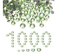 QUARKZMAN 1000 Pcs Strass A Caldo, 2mm-6.6mm Cristalli In Vetro Con Fondo Piatto E Sacchetto Trasparente Kit Per Unghie Artigianato Abbigliamento Decorazioni F Da Te 5 Misure
