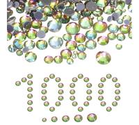 QUARKZMAN 1000 Pcs Strass A Caldo, 2mm-6.6mm Cristalli In Vetro Con Retro Piatto E Sacchetto Trasparente Kit Per Nail Art E Decorazioni F Da Te 5 Misure (SS6-SS20 Set, Multicolore)
