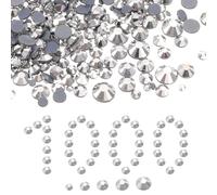 QUARKZMAN 1000 Pcs Strass A Caldo, 2mm-6.6mm Cristalli In Vetro Con Retro Piatto E Sacchetto Trasparente Kit Per Nail Art Per Artigianato Abbigliamento Decorazioni F Da Te 5 Misure