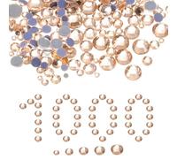 QUARKZMAN 1000 Pcs Strass de Aplicación Térmica, 2mm-6.6mm Cristales Planos de Vidrio con Bolsa Transparente Kit para Uñas Manualidades Ropa Decoración DIY 5 Tamaños (Set SS6-SS20
