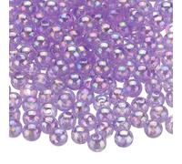 QUARKZMAN 1000pcs Cuentas Redondas de Acrílico de Color AB, 6mm Púrpura Cuentas Espaciadoras de Burbujas Sueltas con Agujero para Pendientes Pulseras Collares Llaveros Manualidades DIY