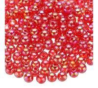 QUARKZMAN 1000pcs Cuentas Redondas de Acrílico de Color AB, 6mm Rojo Cuentas Espaciadoras de Burbujas Sueltas con Agujero para Pendientes Pulseras Collares Llaveros Manualidades DIY