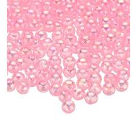 QUARKZMAN 1000pcs Cuentas Redondas de Acrílico de Color AB, 6mm Rosa Claro Cuentas Espaciadoras de Burbujas Sueltas con Agujero para Pendientes Pulseras Collares Llaveros Manualidades DIY