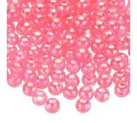 QUARKZMAN 1000pcs Cuentas Redondas de Acrílico de Color AB, 6mm Rosa Oscuro Cuentas Espaciadoras de Burbujas Sueltas con Agujero para Pendientes Pulseras Collares Llaveros Manualidades DIY